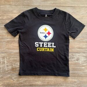 NFL Steelers Kids Black T-Shirt with Steel Curtain Design